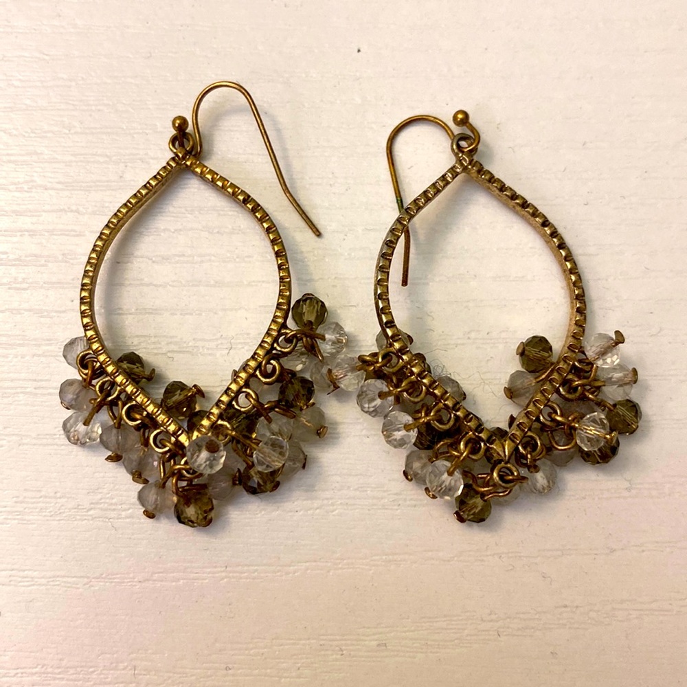 Dangly gold earrings with bead detail